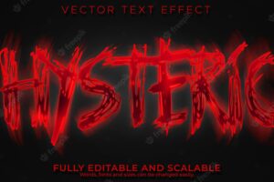 Editable text effect horror, 3d hysteric and blood font style