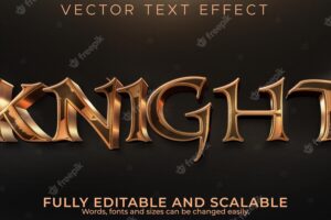 Editable text effect knight 3d sword and battle font style