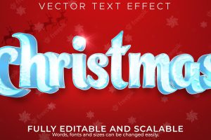 Editable text effect merry christmas, 3d 2022 and new year font style