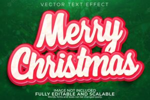 Editable text effect merry christmas, 3d noel and new year font style