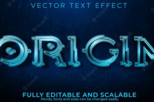 Editable text effect origin, 3d sci-fi and future font style