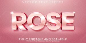 Editable text effect, rose pink text style