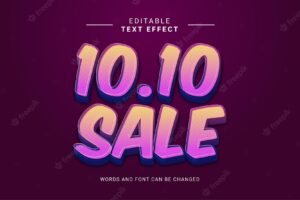 Editable text effect sale modern bold style violet soft yellow color