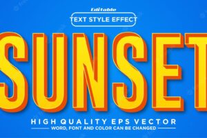Editable text effect sunset theme style