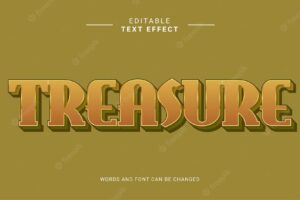 Editable text effect treasure elegant bold stlye