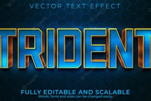 Editable text effect trident, 3d water and ocean font style
