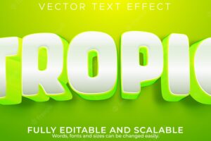 Editable text effect tropic 3d exotic and summer font style