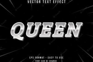 Editable text queen silver metal effect illustrator