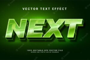 Next elegant 3d text effect. editable text style effect with green color theme.