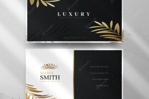 Elegant business card with golden leaves