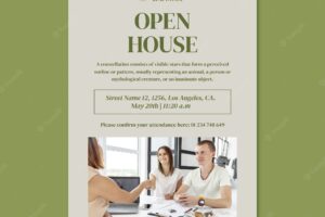 Elegant green open house real estate invitation