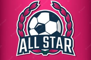 Elegant logo of all star football club on pink background