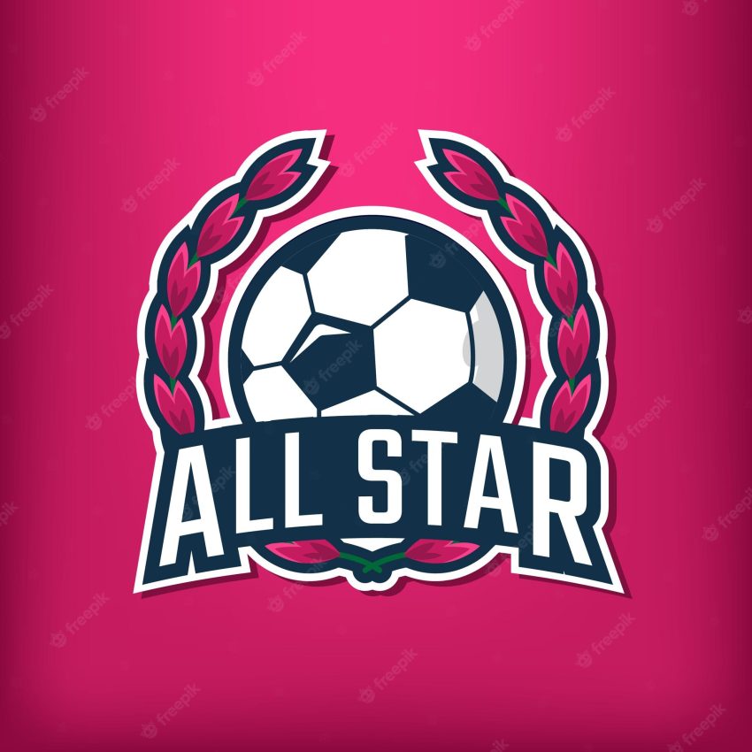 Elegant logo of all star football club on pink background