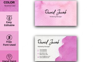 Elegant magenta abstract watercolor business card