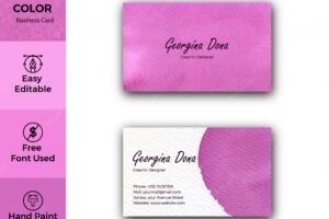 Elegant magenta watercolor business card template