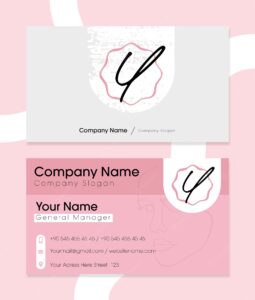 Elegant minimal gray and pink business card template