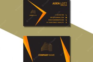 Elegant modern style balck and orange corporate business card template