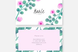 Elegant watercolor floral business card template