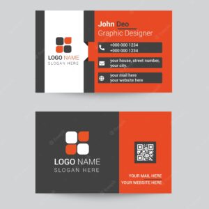 Elegent, modern, creative and clean  double-sided business card template. orange and ash color minim