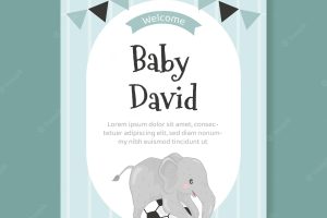 Elephant baby shower invitation card template birthday for boy and girl