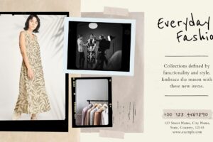 Everyday fashion collage template psd vintage photo film blog banner