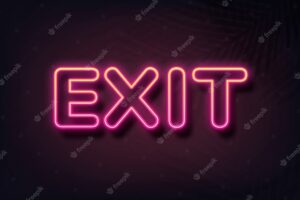 Exit text in neon font