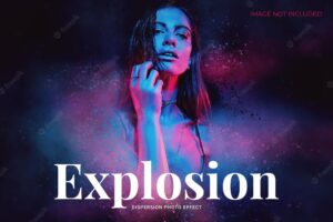 Explosion dispersion photo effect template