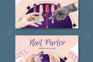 Facebook template with nail salon conceptwatercolor stylexdxaxdxa