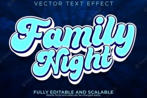 Family night text effect editable poster and modern text style