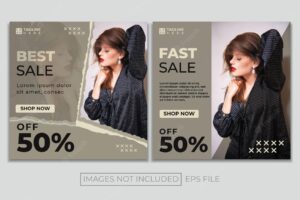 Fashion sale templates social media post vector
