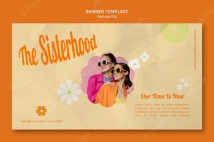 Fashion y2k horizontal banner template with floral design