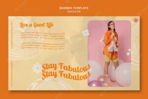 Fashion y2k horizontal banner template with floral design