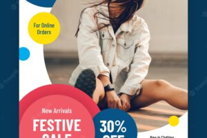 Festive sale and online store offers a4 flyer or poster template