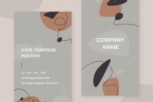Flat abstract double-sided vertical business card template