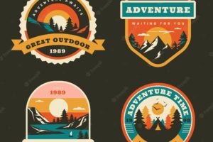 Flat adventure badges collection