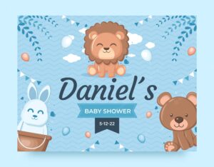 Flat baby shower for boy photocall template