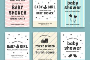 Flat baby shower cards collection