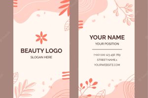 Flat beauty salon vertical business card template