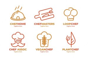 Flat chef logo collection