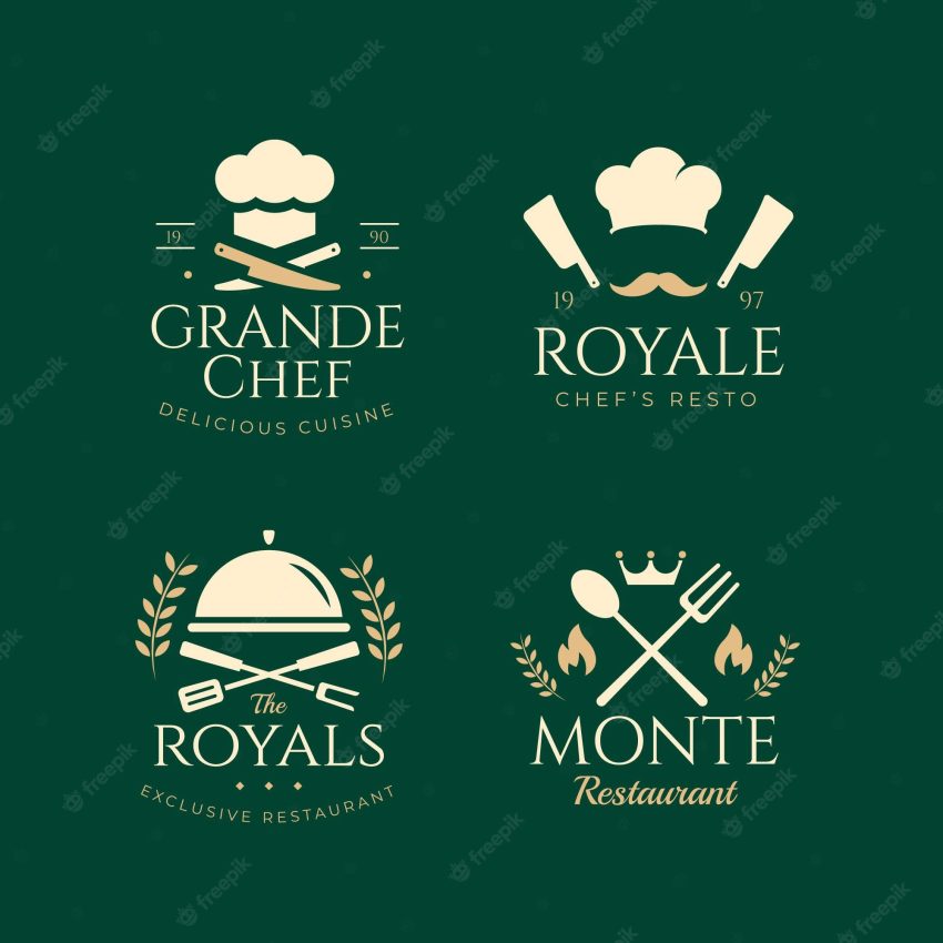 Flat chef logo collection