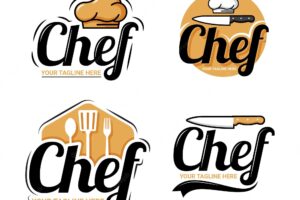 Flat chef logo template collection