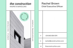 Flat construction vertical business card template