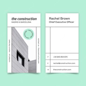 Flat construction vertical business card template