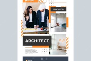 Flat design architect poster template