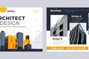 Flat design architecture project brochure