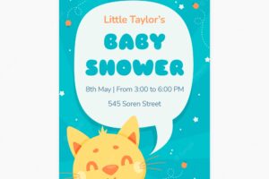 Flat design baby shower invitation template