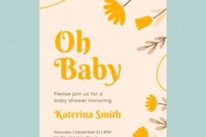 Flat design baby shower invitation