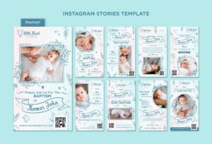 Flat design baptism instagram stories template