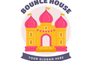 Flat design bounce house logo