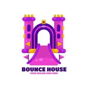 Flat design bounce house logo